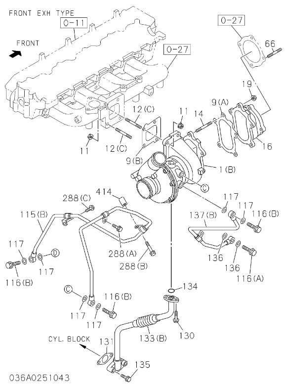 Turbo tăng áp máy xúc đào Hitachi ZX200-3 isuzu 4HK1