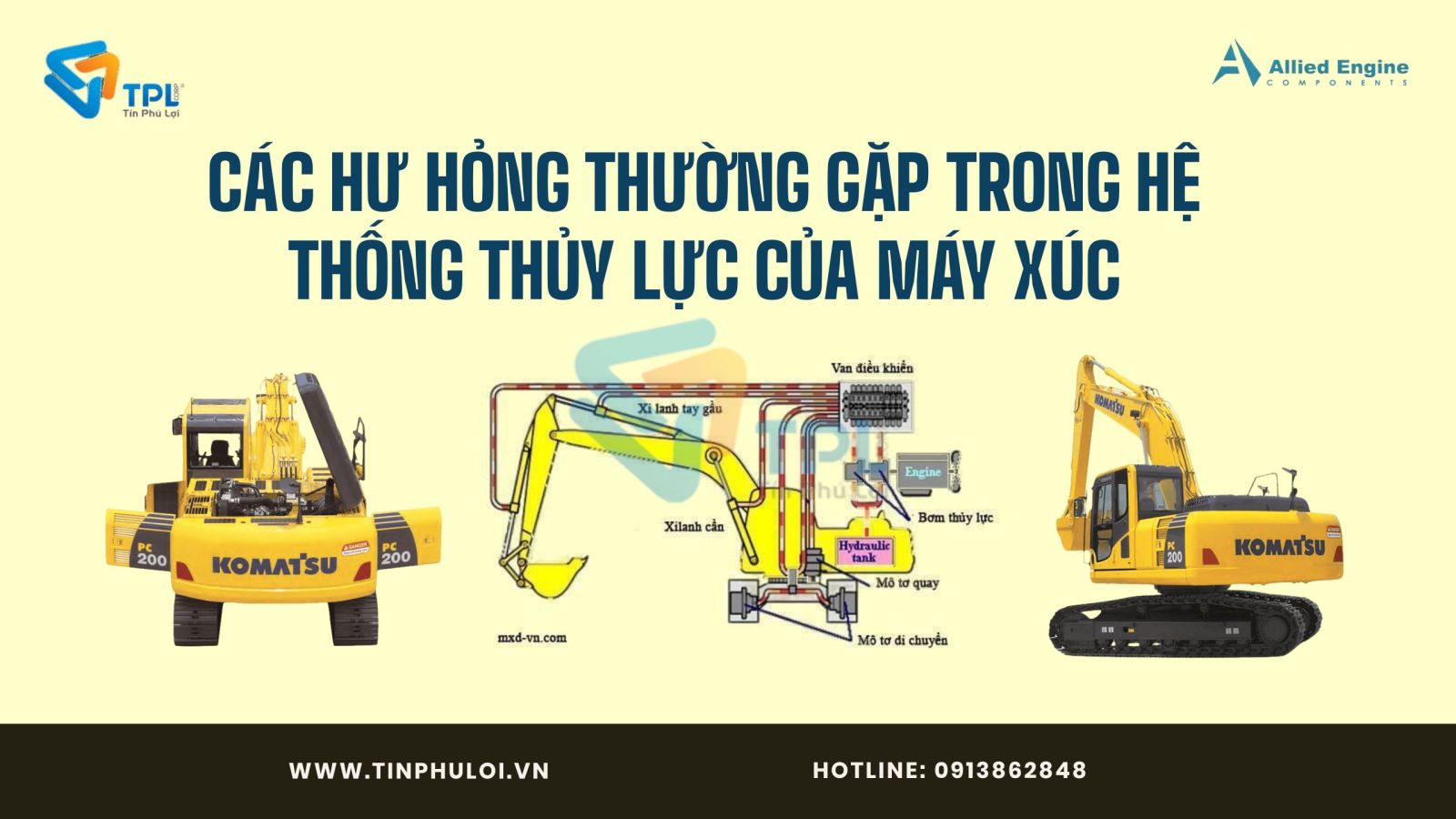 CÁC HƯ HỎNG THƯỜNG GẶP TRONG HỆ THỐNG THỦY LỰC CỦA MÁY XÚC