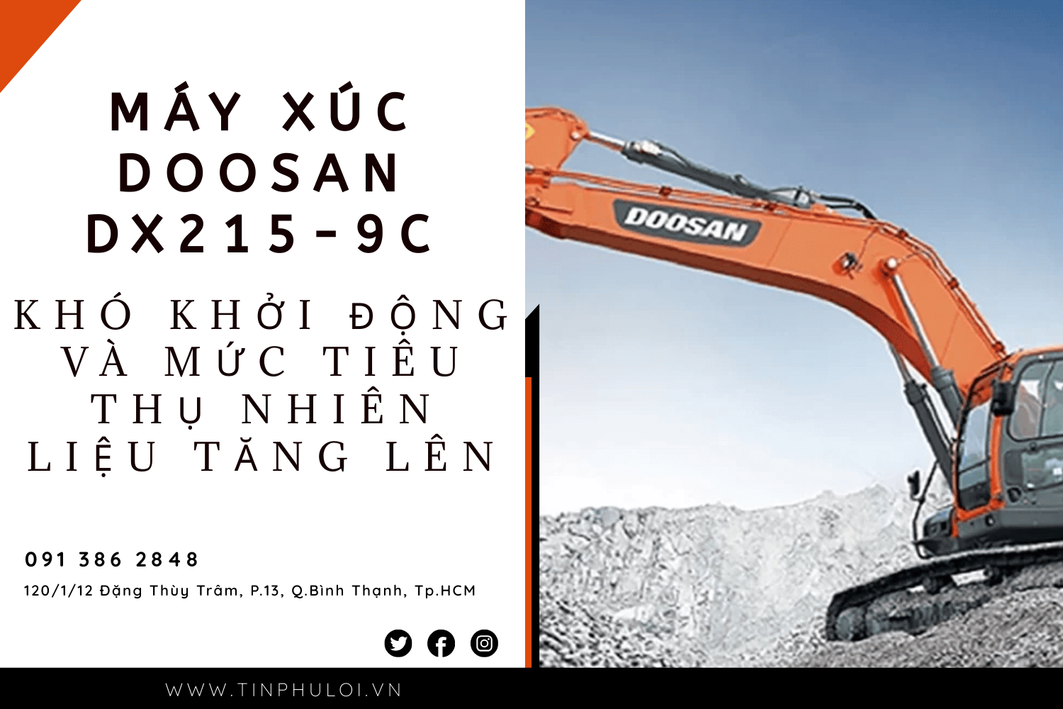 MÁY XÚC DOOSAN DX215-9C KHÓ KHỞI ĐỘNG VÀ MỨC TIÊU THỤ NHIÊN LIỆU TĂNG LÊN